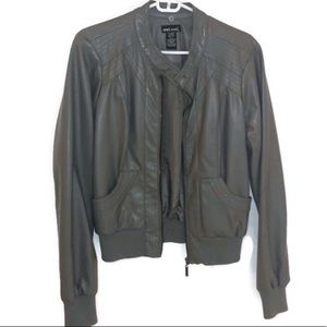 Gray vegan leather jacket